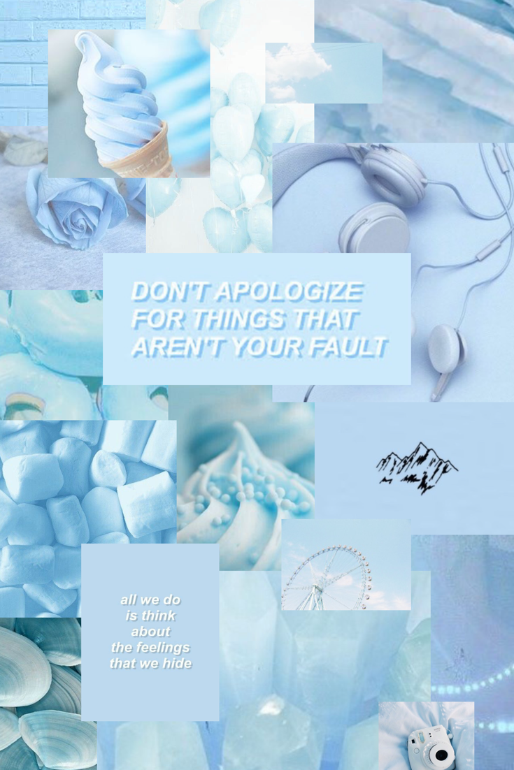 A light blue collage. iPhone wallpaper tumblr aesthetic, iPhone wallpaper girly, Baby blue wallpaper