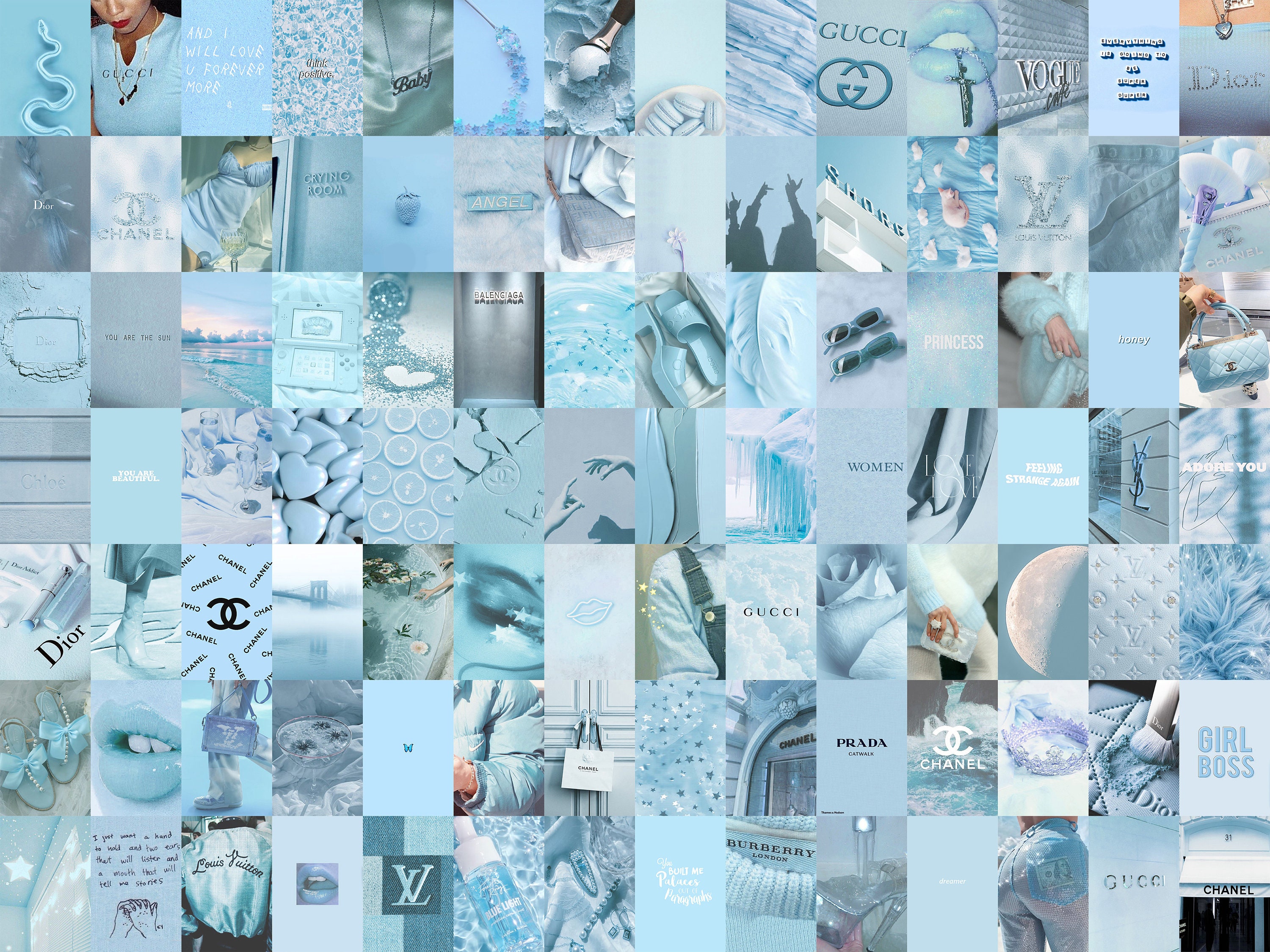 PCS Baby Blue Wall Collage Kit Light Blue Art