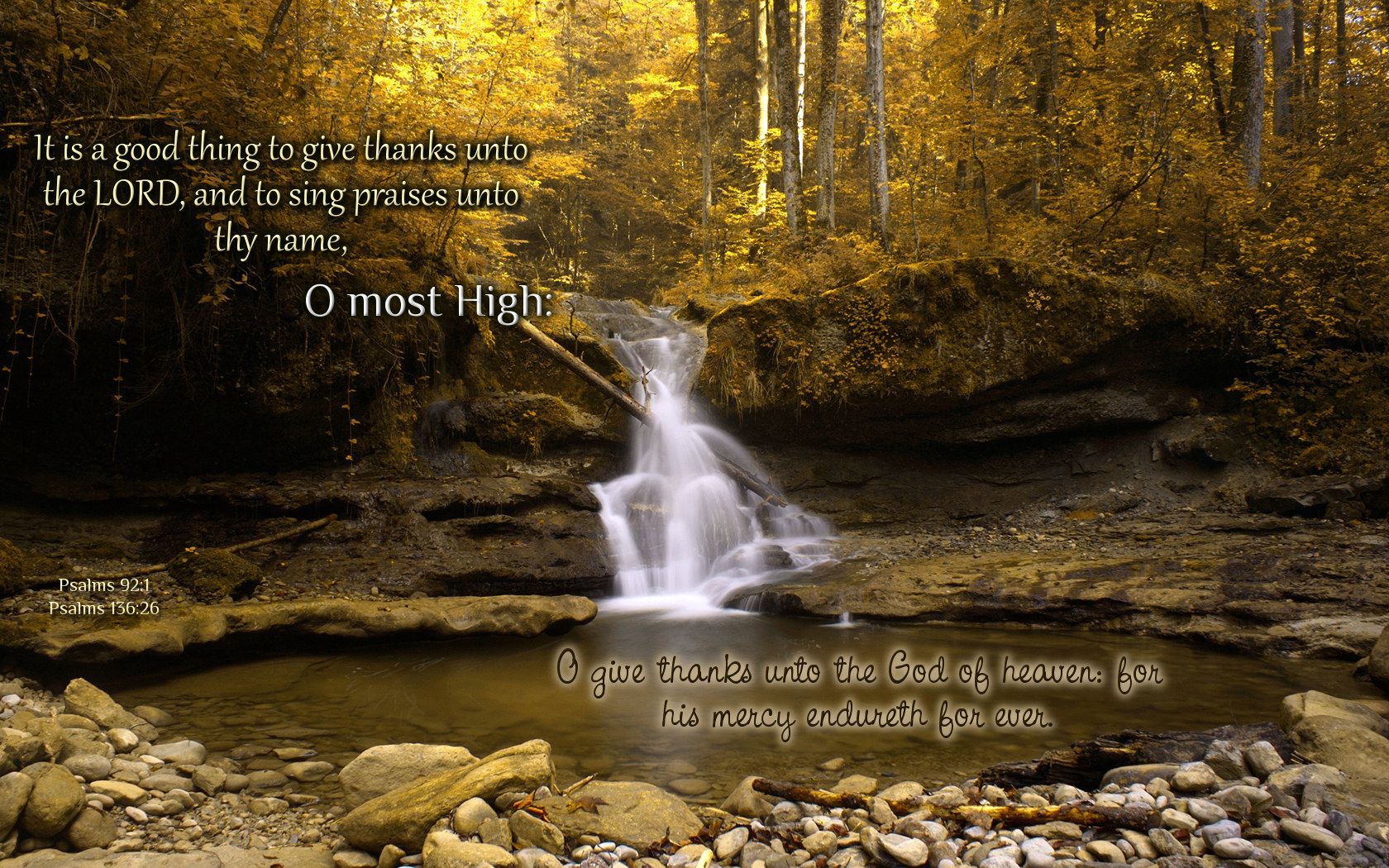 psalm 92:1 and 136:26. Waterfall wallpaper, Forest waterfall, Autumn waterfalls
