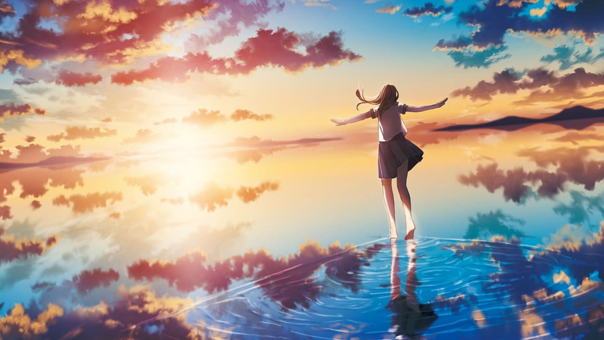 Wallpaper Lofi Sea, Sunset, Clouds, Original Characters, Anime • Wallpaper For You