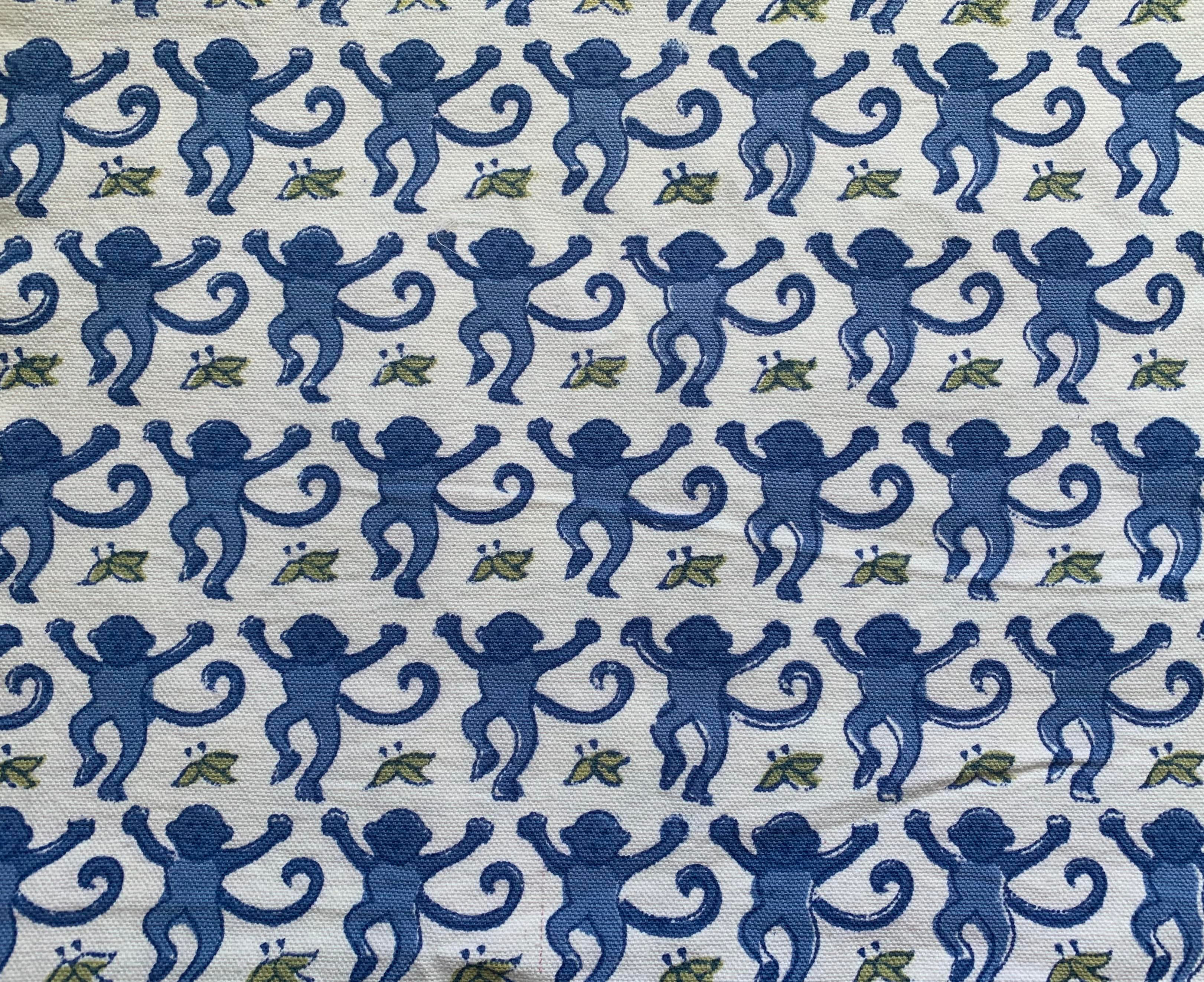 Roberta Roller Rabbit Blue Monkey 5 Yards Fabric