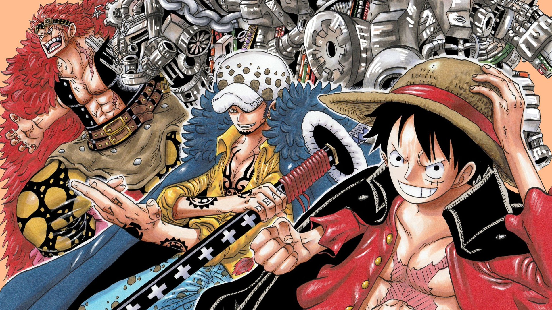 Eustass Kid Trafalgar Law and Monkey D. Luffy HD Wallpaper