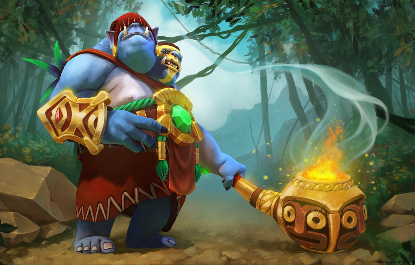 Wallpaper fire, magic, the game, staff, Ogre, DotA, DotA 2, Dota 2, Dota, ogre magi, ogre, stupid image for desktop, section игры