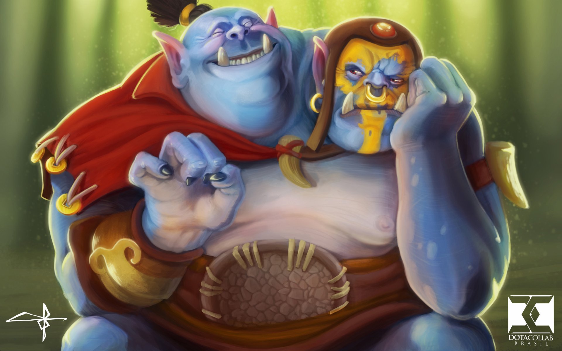 dota, 2, Ogre, Magi, Monster, Games, Fantasy, Poster Wallpaper HD / Desktop and Mobile Background