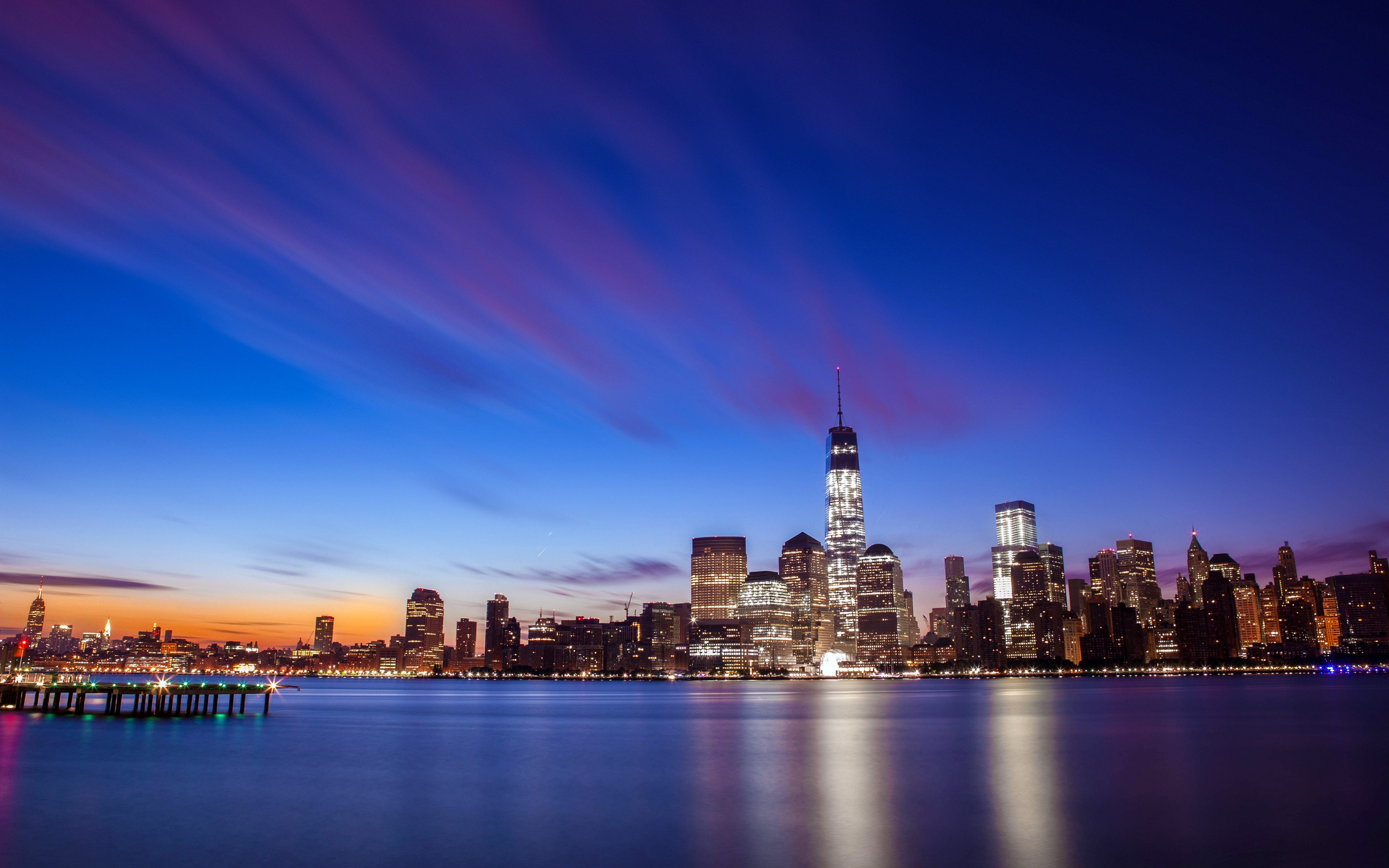 New York City Bay Hot Summer Evening Skyline