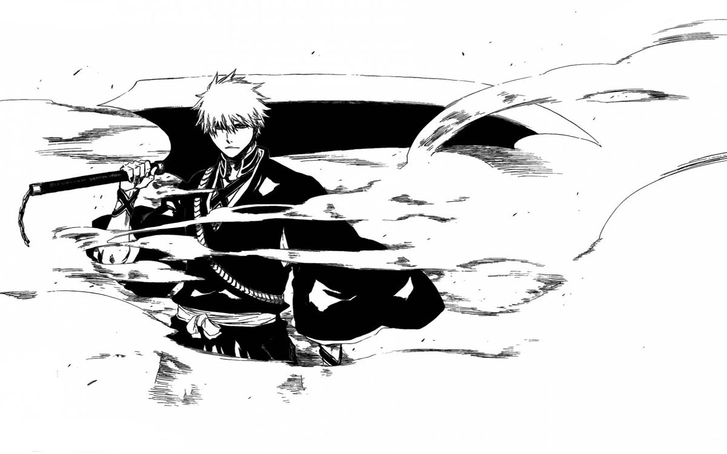 Download Anime Art Black And White Bleach Ichigo Manga Wallpaper   Wallpaperscom