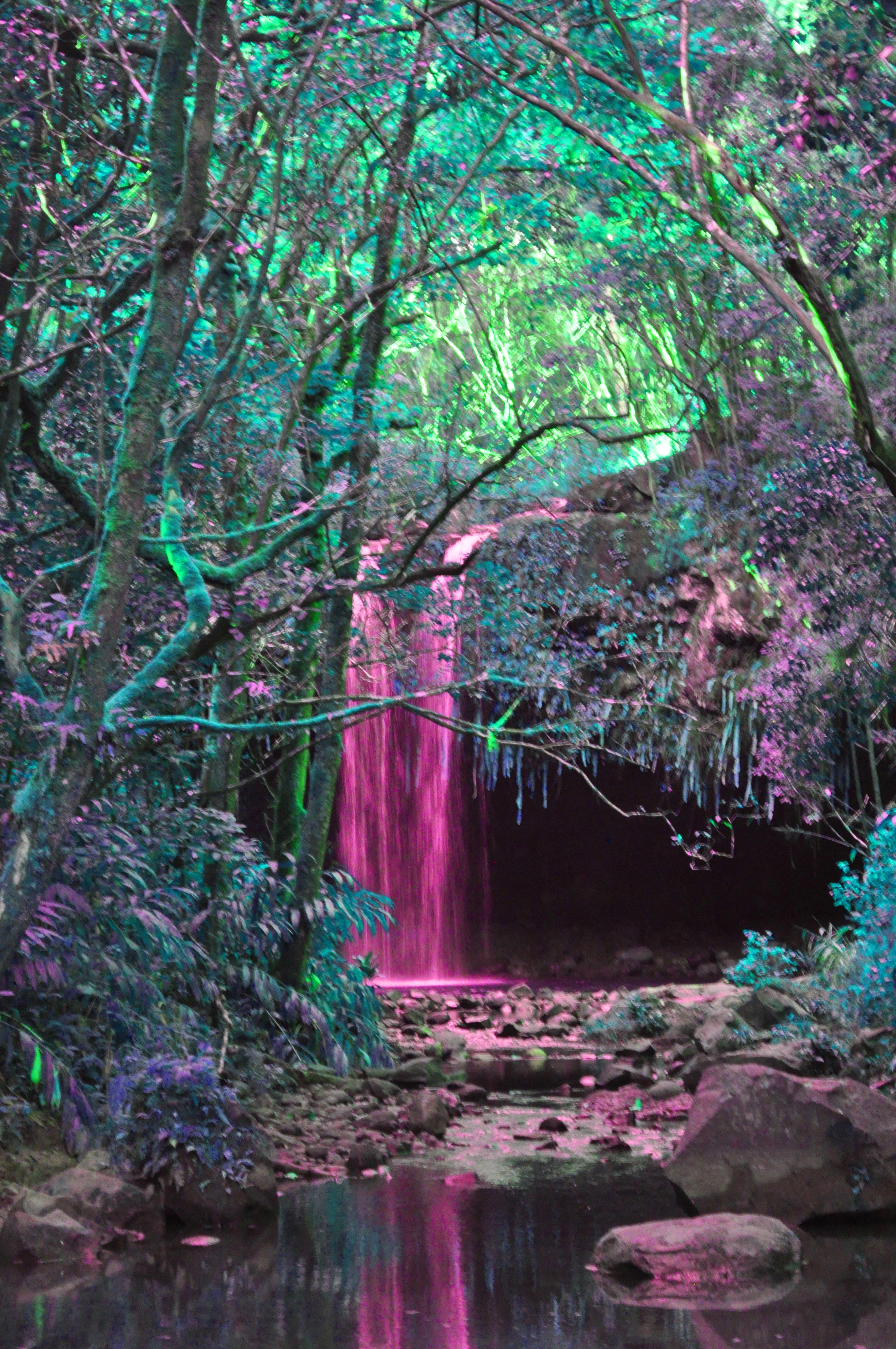 Pink waterfall. Trippy iphone wallpaper, Beautiful waterfalls, Faerie aesthetic