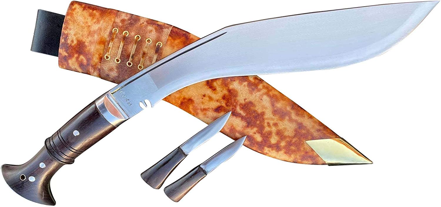 Amazon.com, EGKH Blade World War II 'The Survival Alive' Kukri Full Tang With Brown Leather Sheath Handmade By Ex Gurka Kukri House In Nepal, Sports & Outdoors