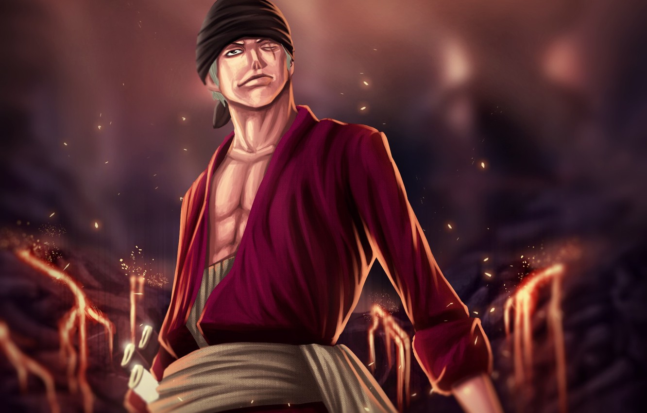 Wallpaper fire, flame, sword, One Piece, pirate, katana, ken, blade, Roronoa Zoro, strong, spark, Zoro, oni, One Piece Film Z, straw hat pirates, OP image for desktop, section сёнэн
