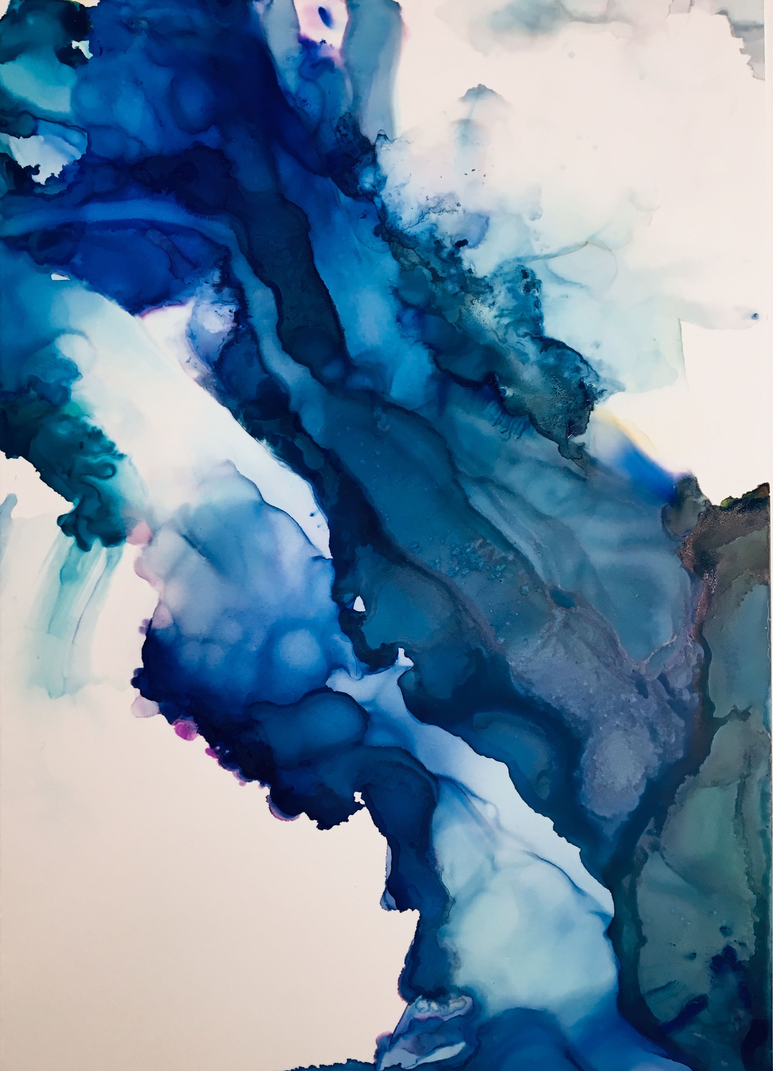 Alcohol Ink Painting. Blue abstract painting, Watercolor background, Art