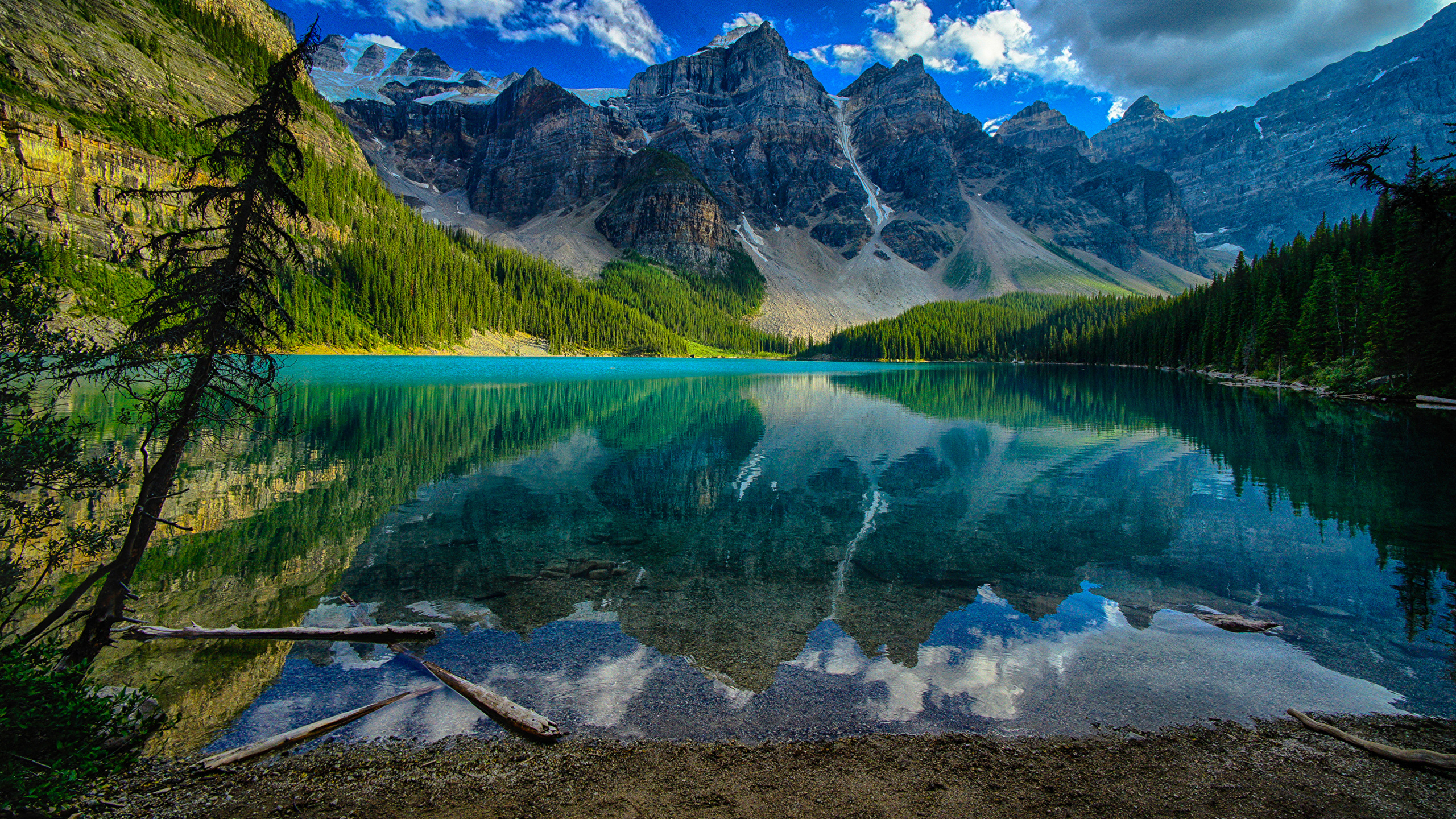 Desktop Wallpaper Banff Canada Lake Moraine Nature 2560x1440