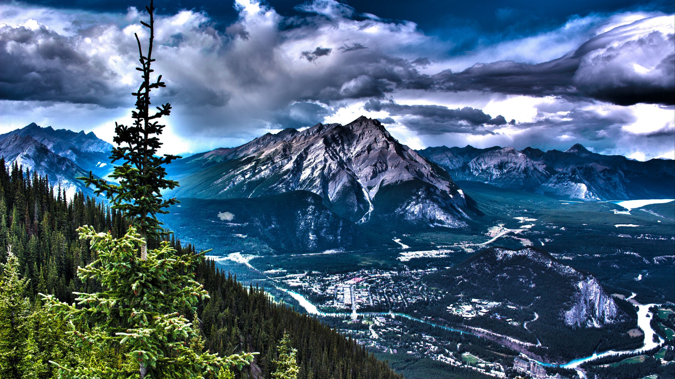 Download wallpaper 2560x1440 canada, mountains, rocks, hdr widescreen 16:9 HD background