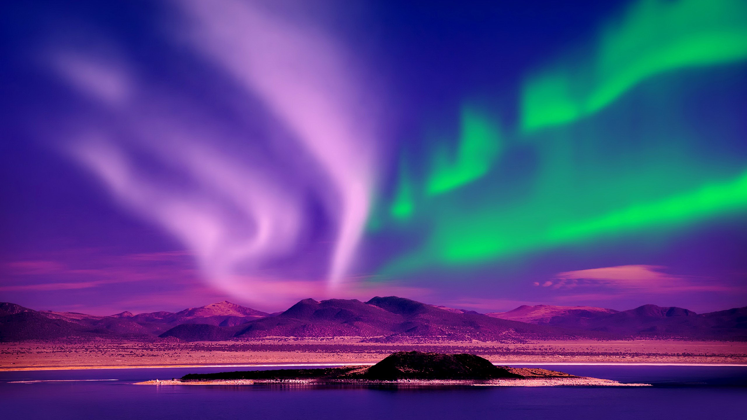 Download northern lights, aurora borealis, night, canada 2560x1440 wallpaper, dual wide 16:9 2560x1440 HD image, background, 502