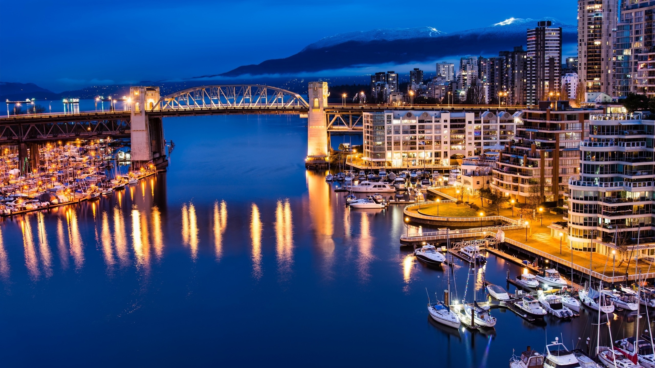 Vancouver Canada Night View 2560x1440 HDTV Wallpaper