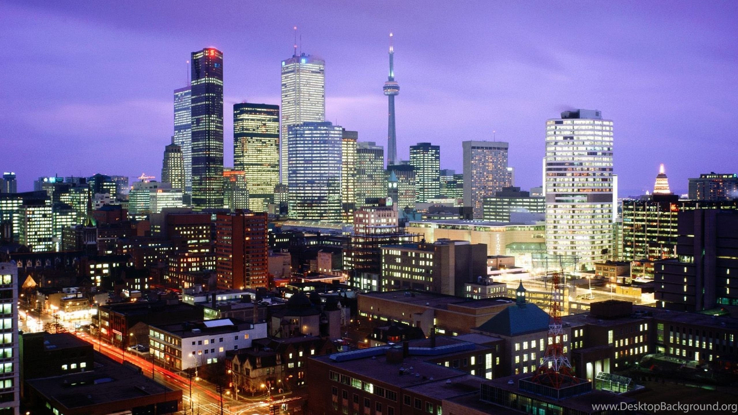 Download Wallpaper 2560x1440 Toronto, Canada, Night, City, Lights. Desktop Background