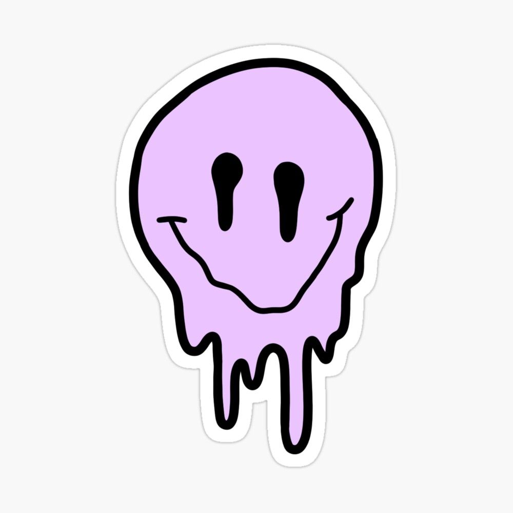 pastel purple drippy smiley face Sticker by zarapatel. Preppy stickers, Face stickers, Print stickers