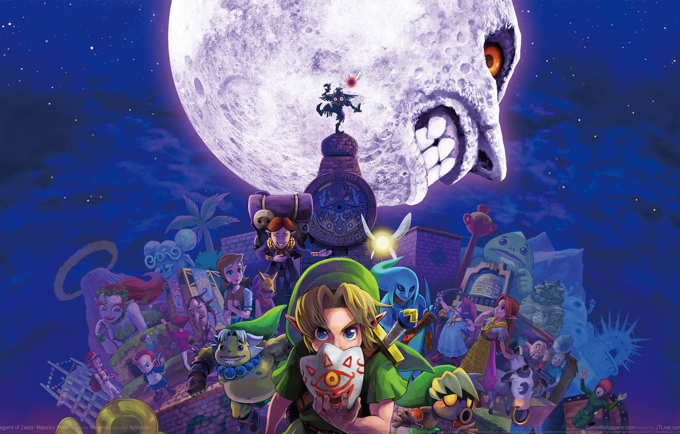 Wallpaper night, stars, The moon, heroes, game wallpaper, Legend of Zelda: Majora's Mask image for desktop, section игры