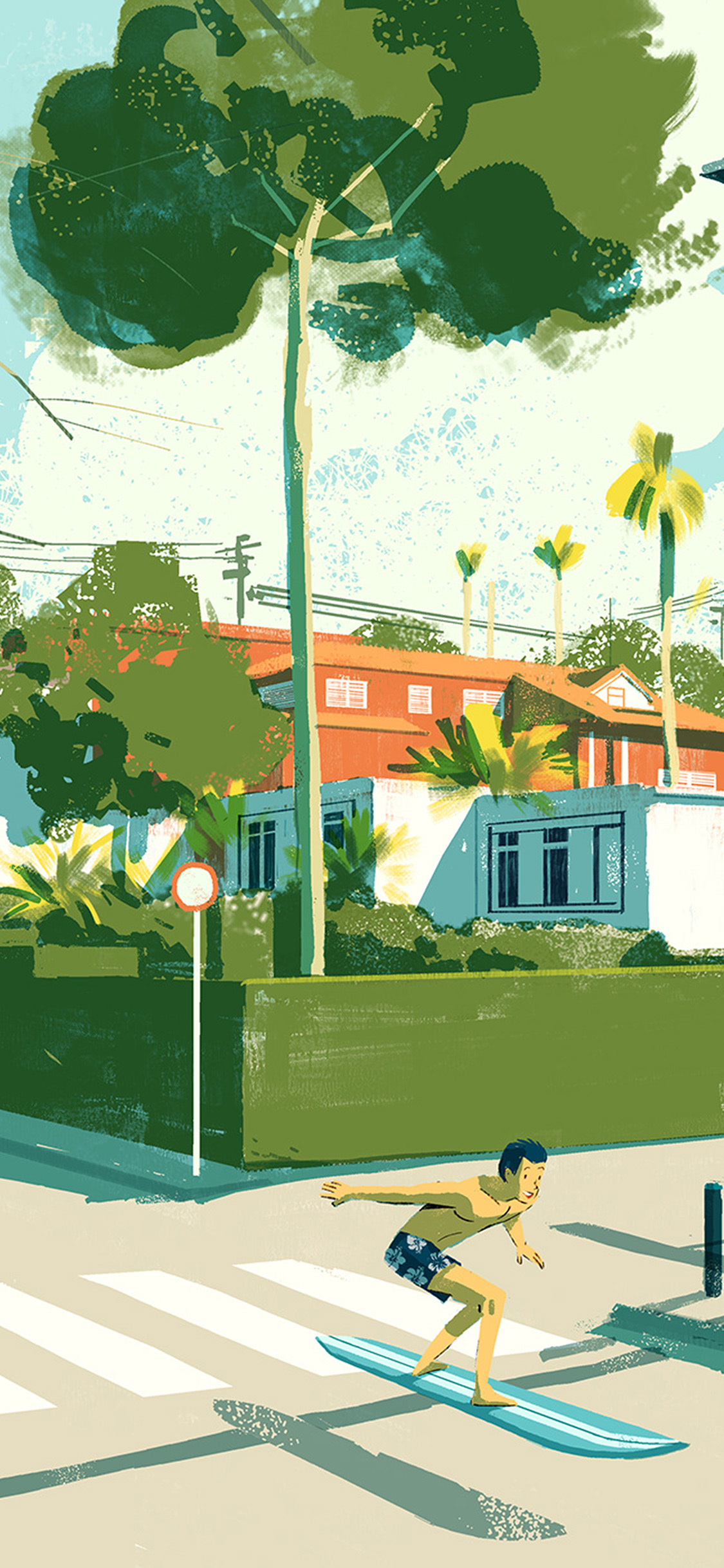 iPhone X wallpaper. art summer anime drawing green