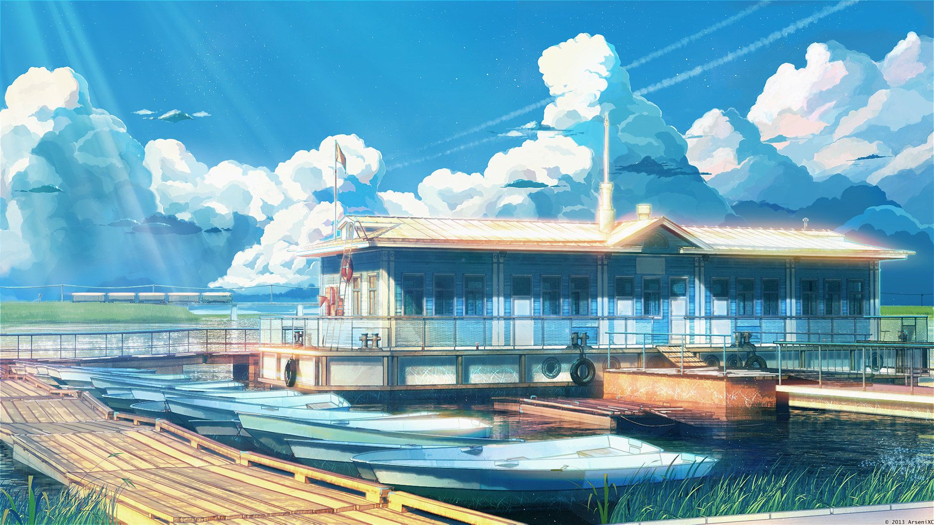 Anime City Beach Wallpaper