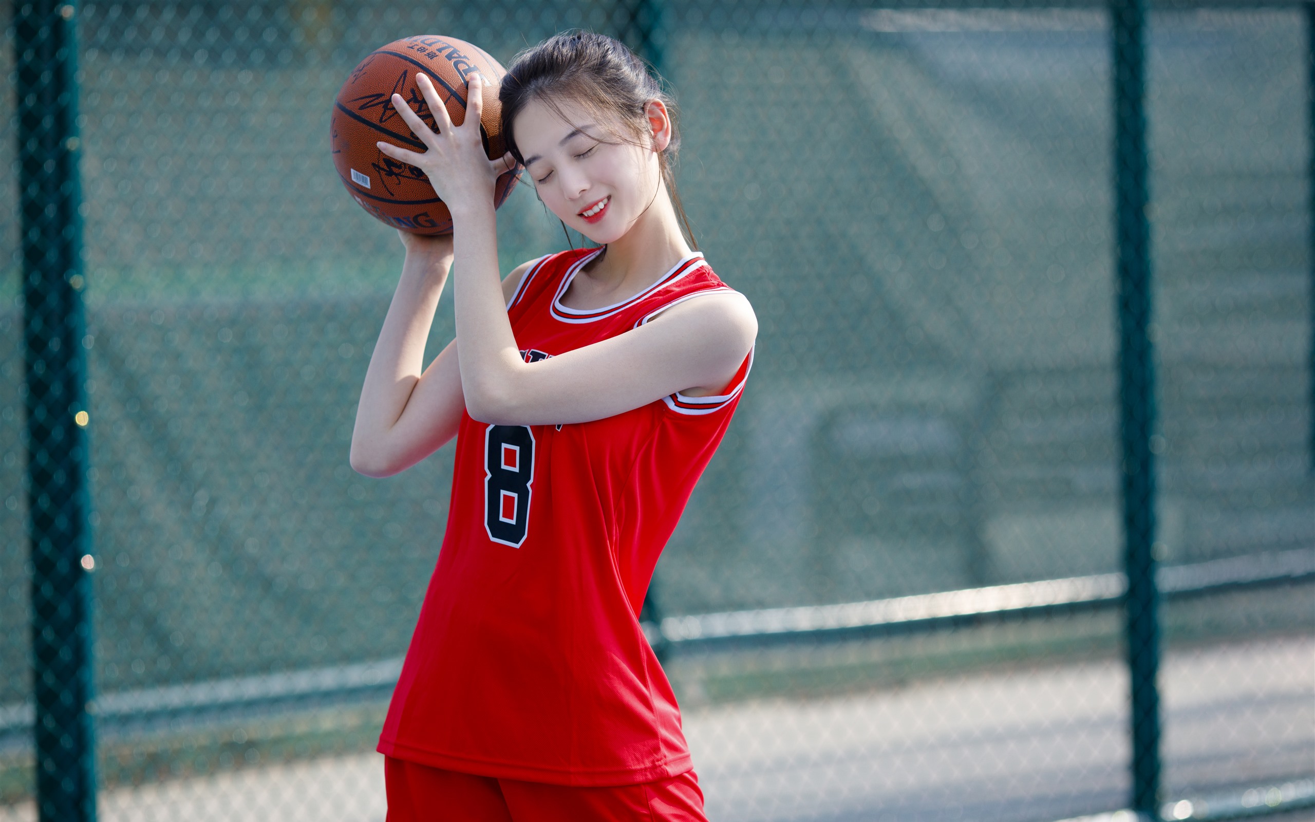 Wallpapers Lovely young girl, basketball, sport 5120x2880 UHD 5K Picture, I...