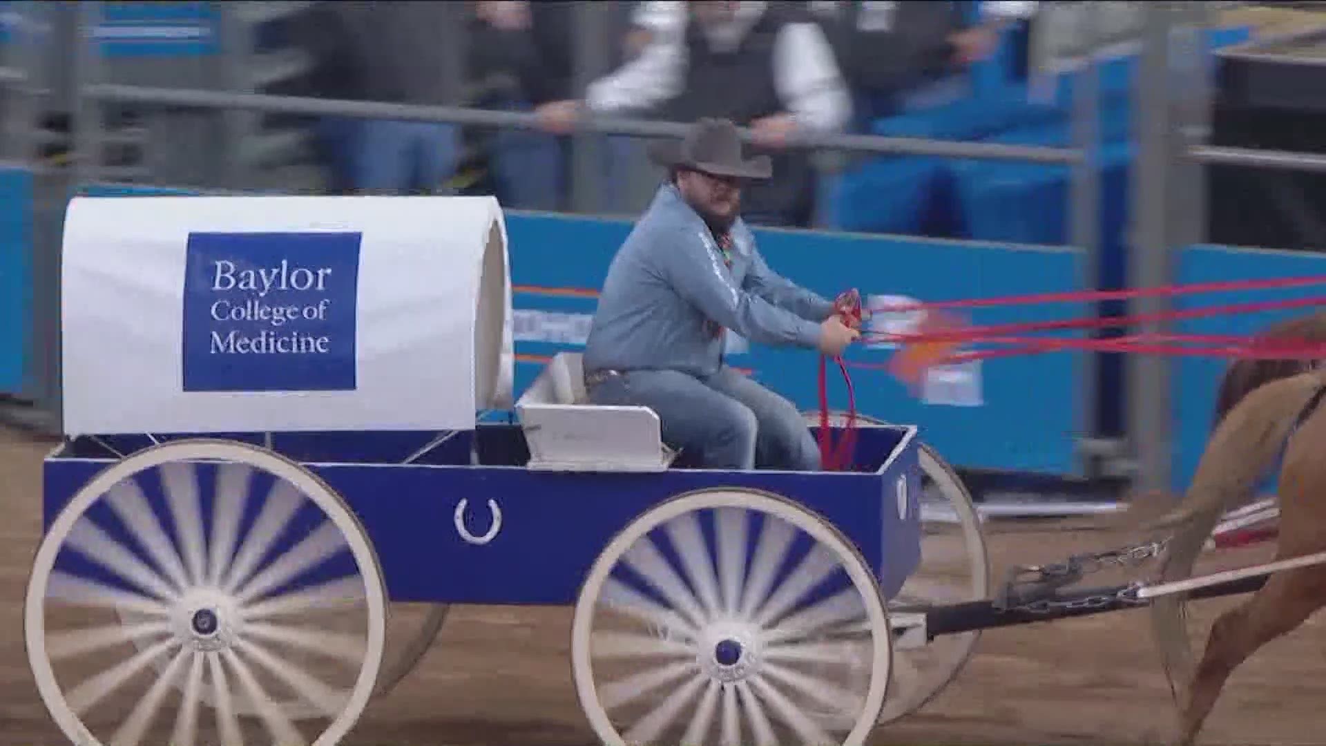 Chuck wagon races at RodeoHouston on March 2019