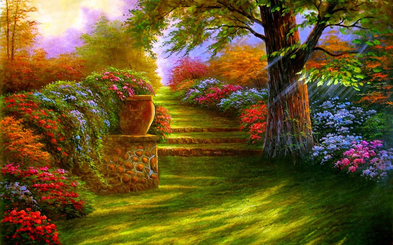 flower'da Ara. Landscape wallpaper, Background image wallpaper, Landscape paintings
