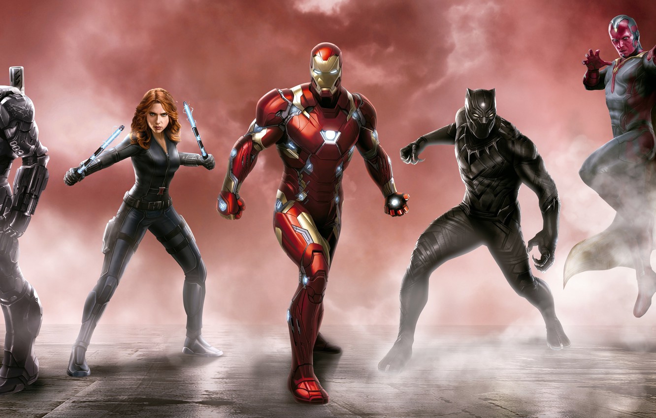 Wallpaper Vision, Captain America, Marvel Comics, Black Widow, Black Panther, Black Panther, Vision, Civil War, Warrior, Iron Man Image For Desktop, Section фильмы