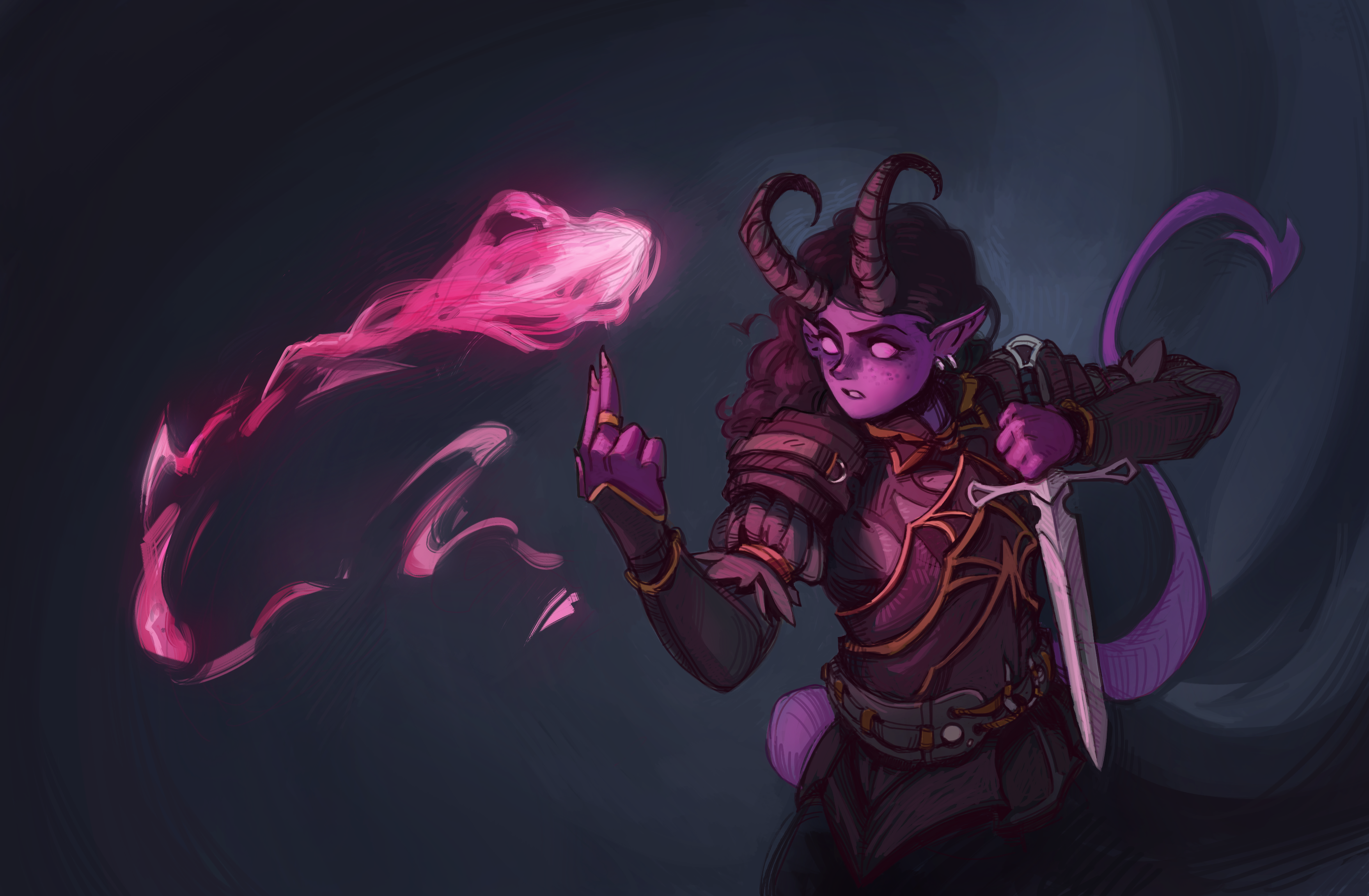 Art Commission Of My Tiefling Warlock, Anihiri! I Absolutely Love Her. Drawn By U ArkRooT