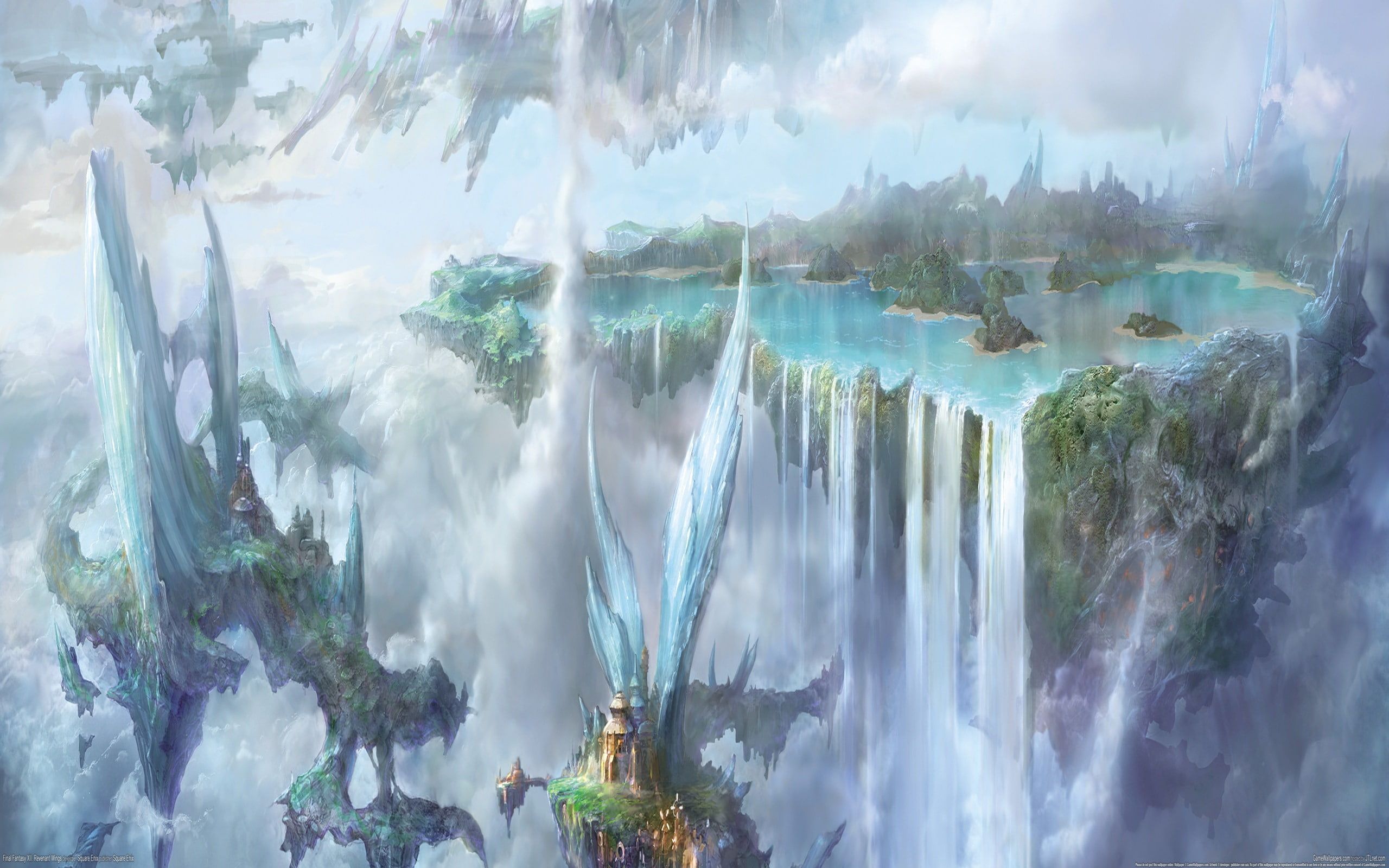 Final Fantasy Floating Island HD #fantasy #final #island #floating K # wallpaper #hdwallpaper #desktop. Digital wallpaper, Fantasy landscape, Waterfall drawing