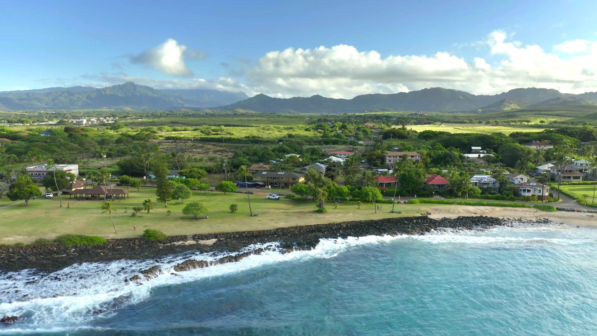 Aerial Drone View of Poipu Beach Resorts, Koloa, Hawaii Stock Video Footage