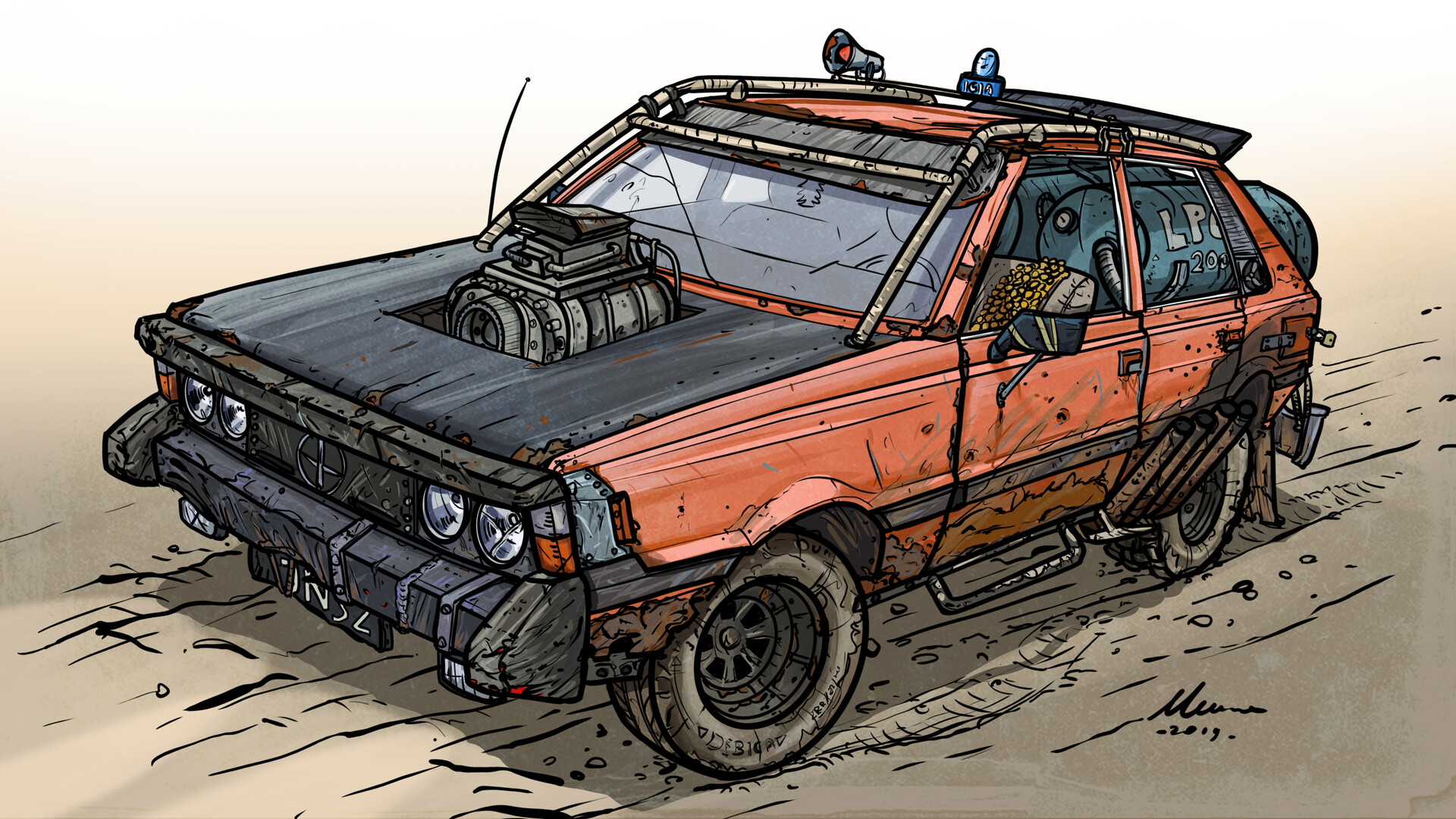 post apocalyptic Polonez FSO 1983