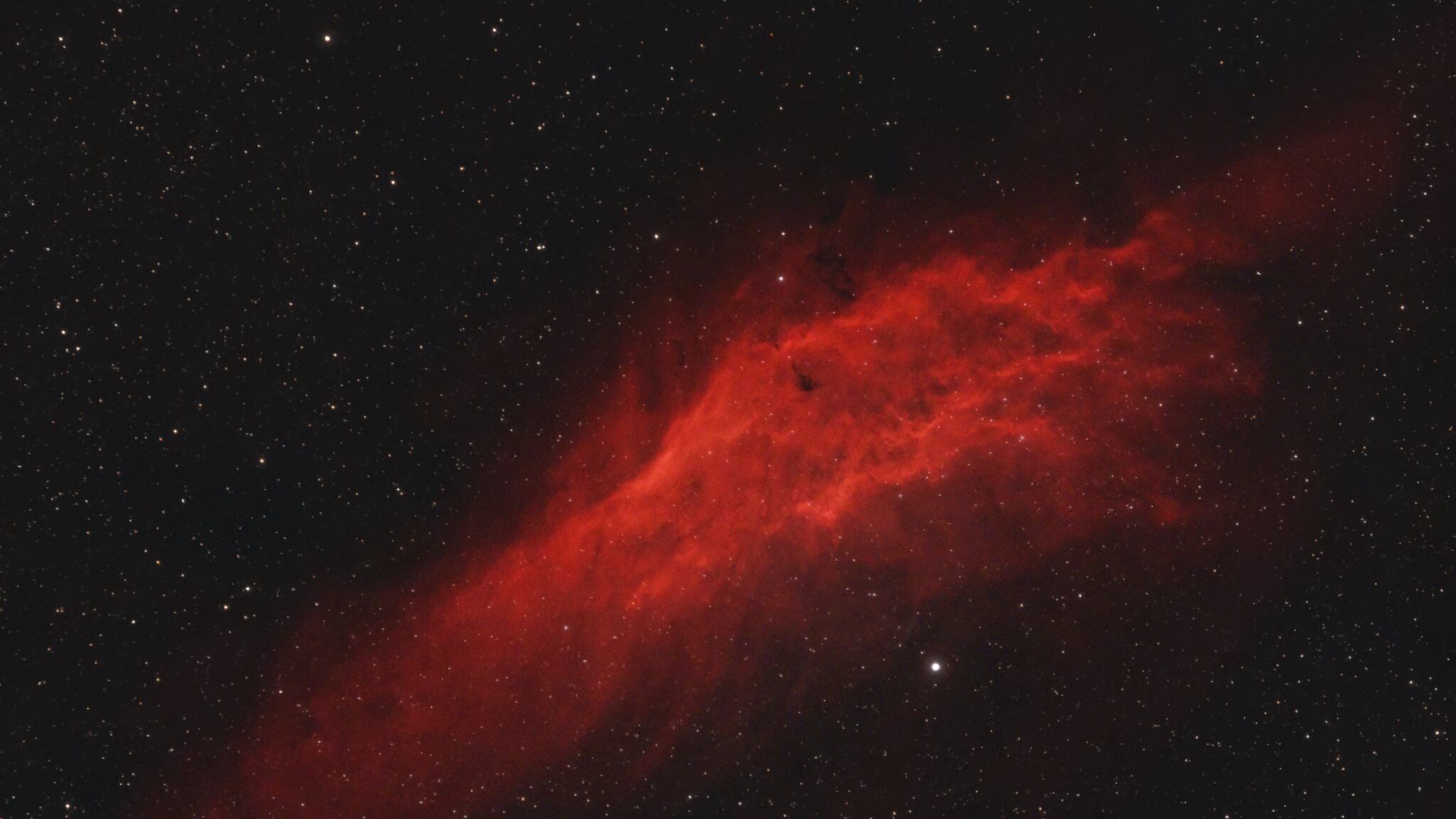 Download wallpaper 2048x1152 nebula, stars, red, universe, space ultrawide monitor HD background