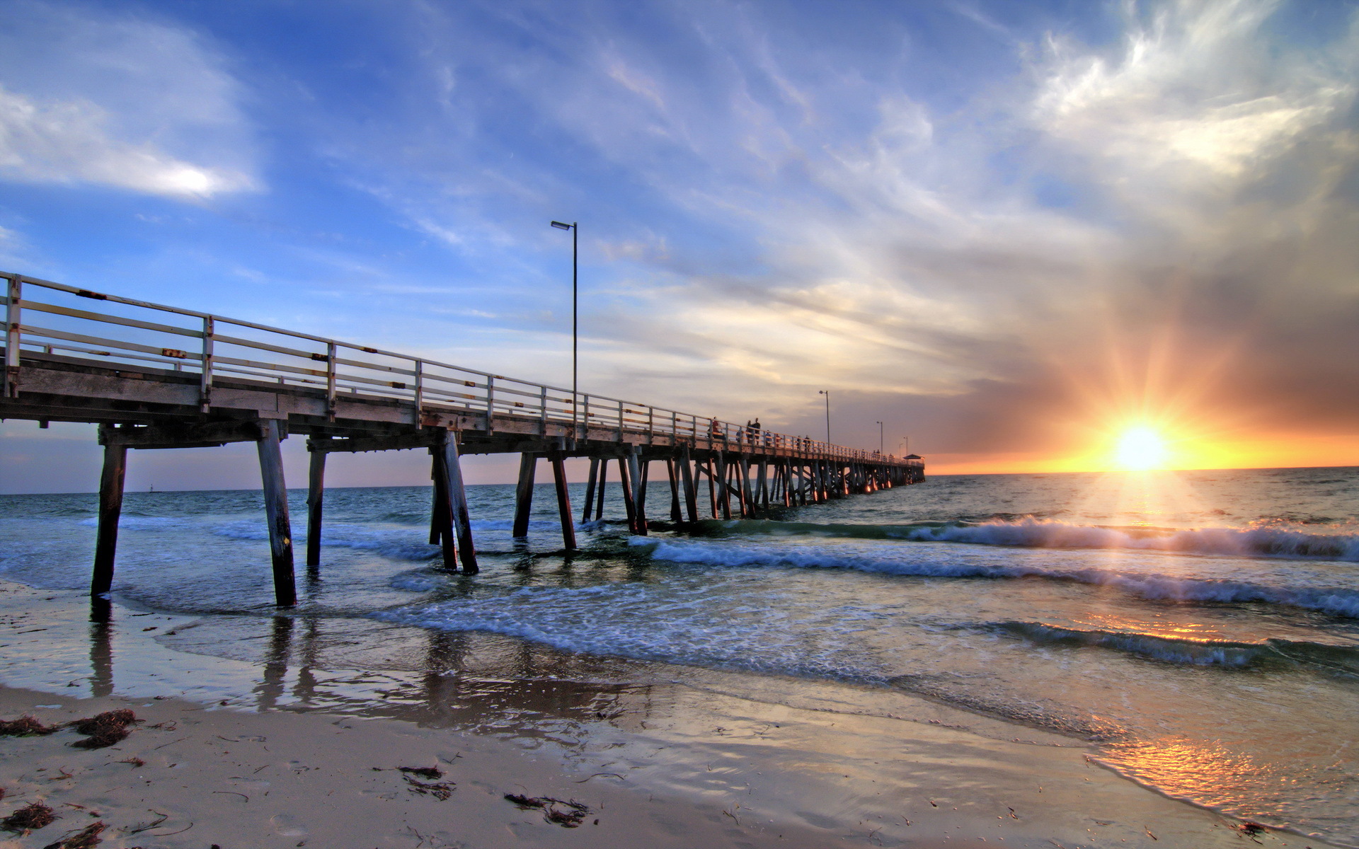 South Australia Adelaide Grange sea bridge landscape ocean waves beach wallpaperx1200
