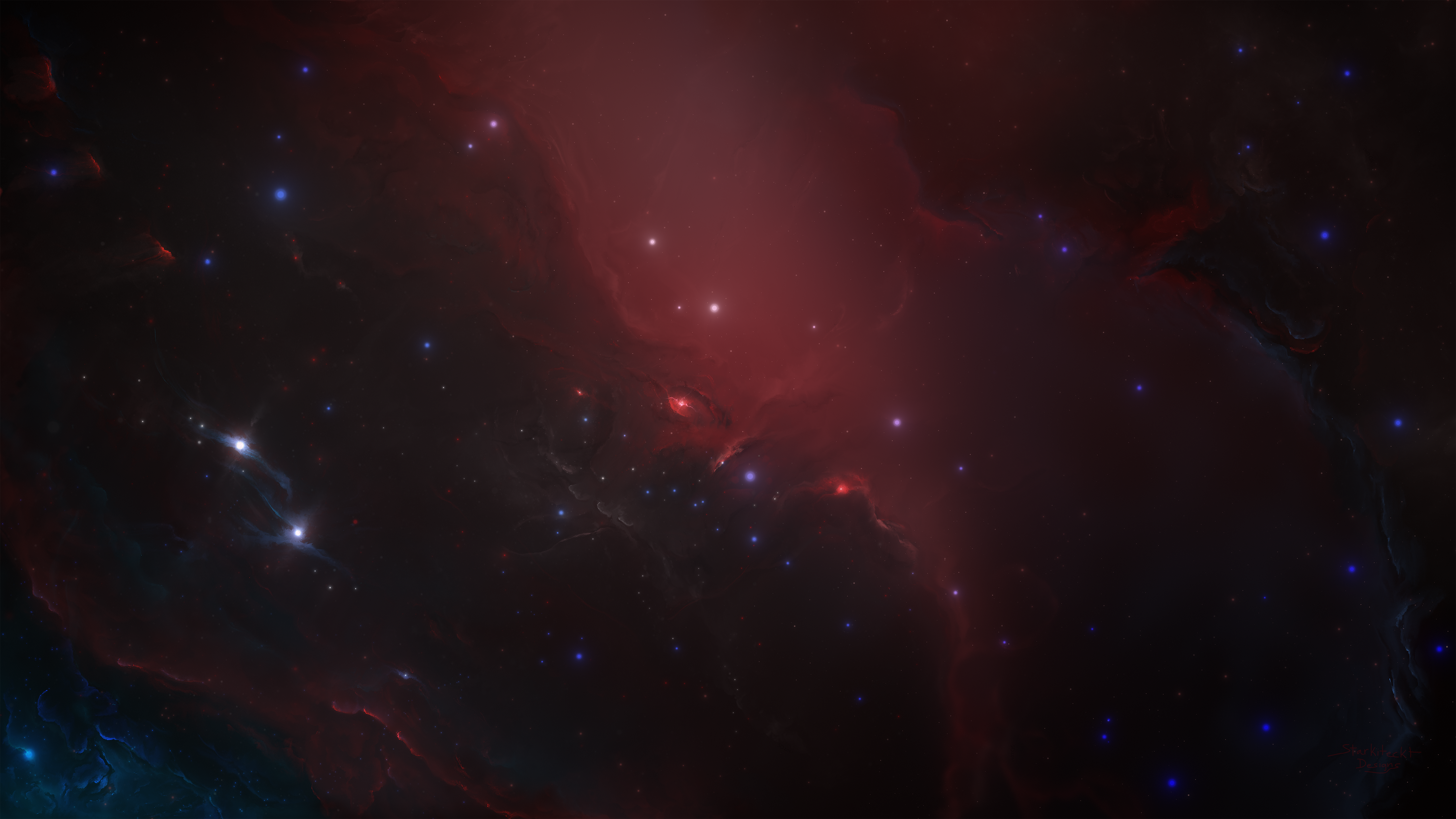 Starkiteckt Space Nebula Red Universe Stars Wallpaper:5120x2880