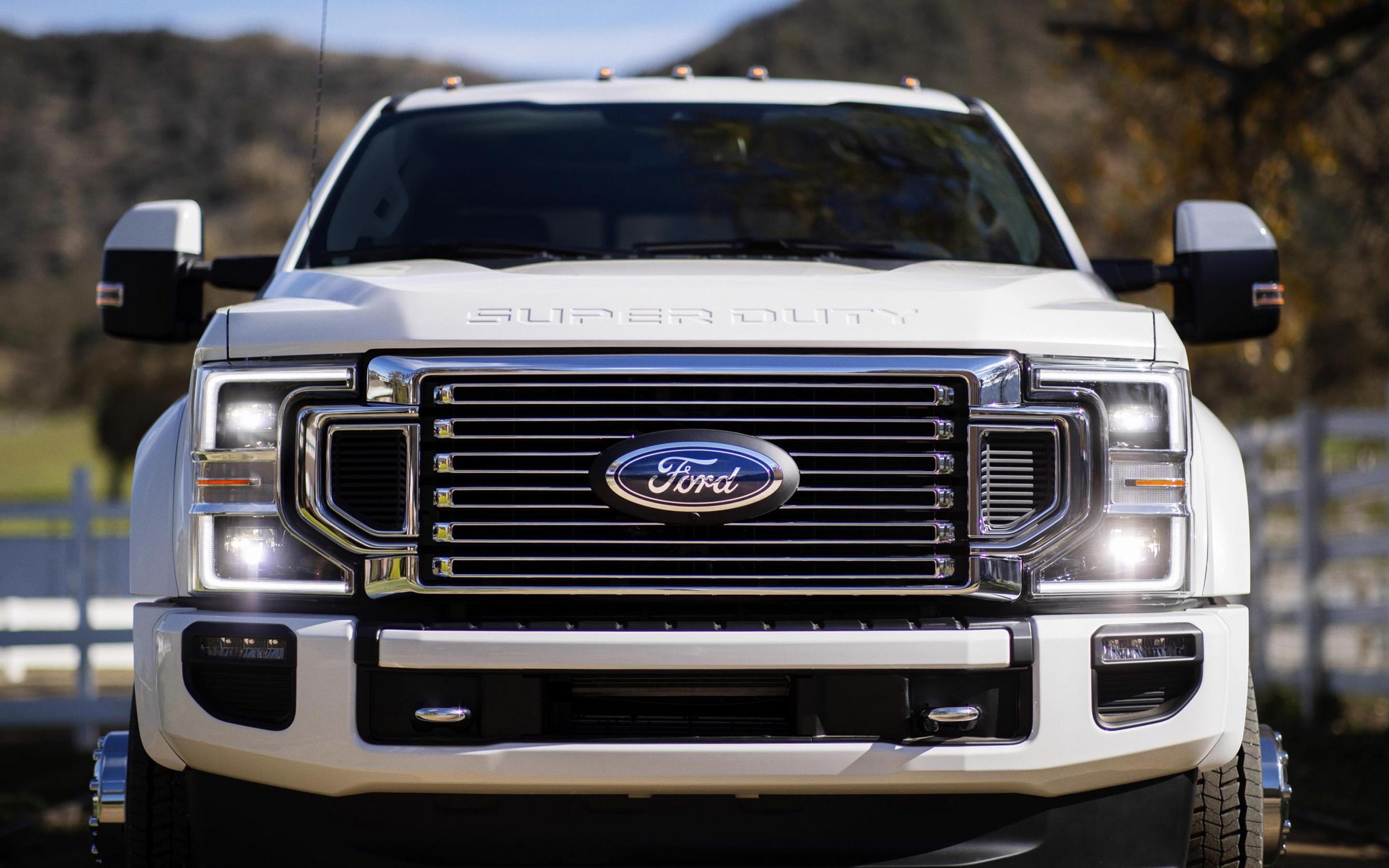 Download Wallpaper 2021, Ford F 350 Super Duty, Front View, Exterior, New White F 350, American Pickup Trucks, New Cars, F 350, Ford For Desktop With Resolution 2880x1800. High Quality HD Picture Wallpaper