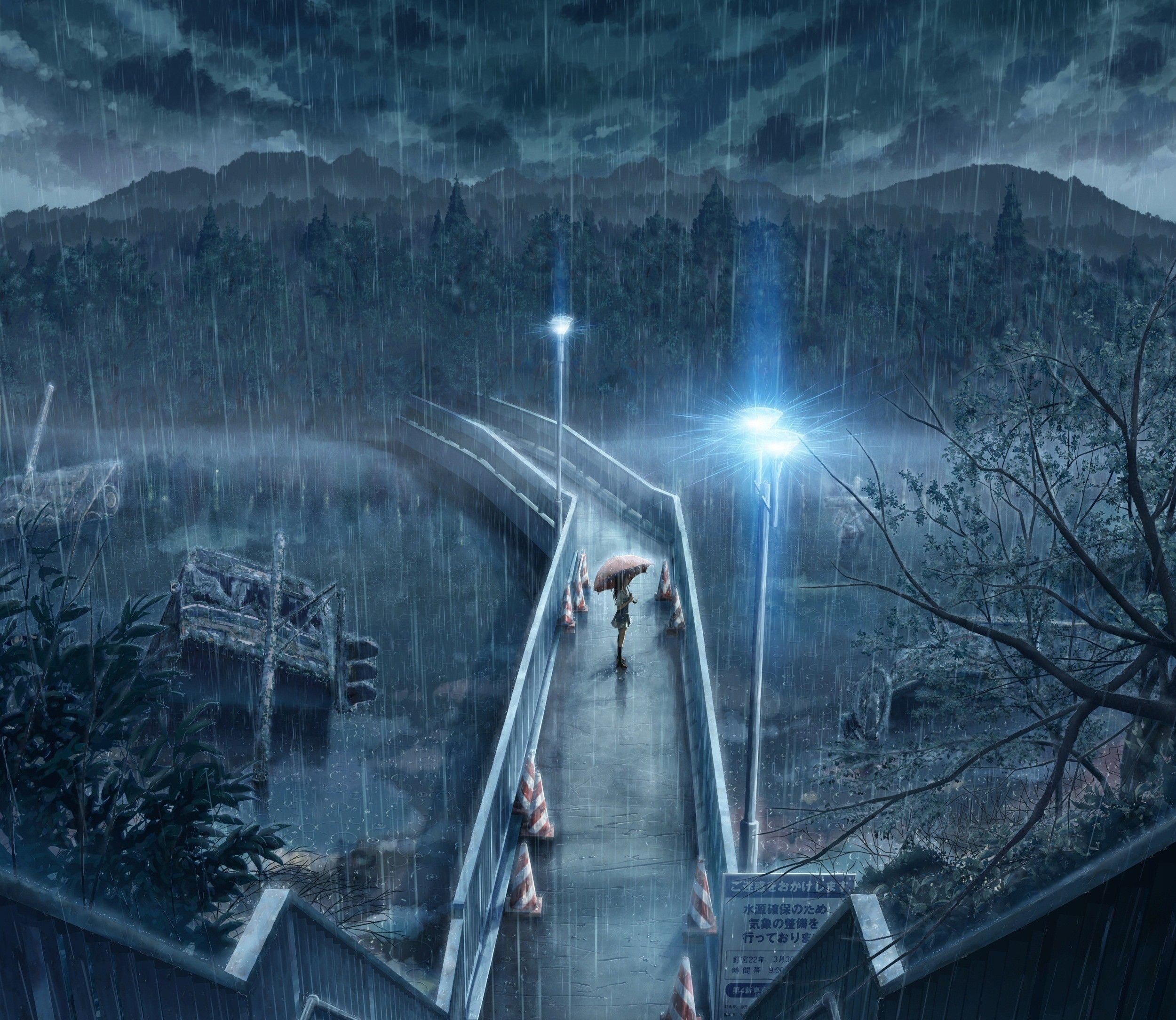 Alone in Rain Wallpaper