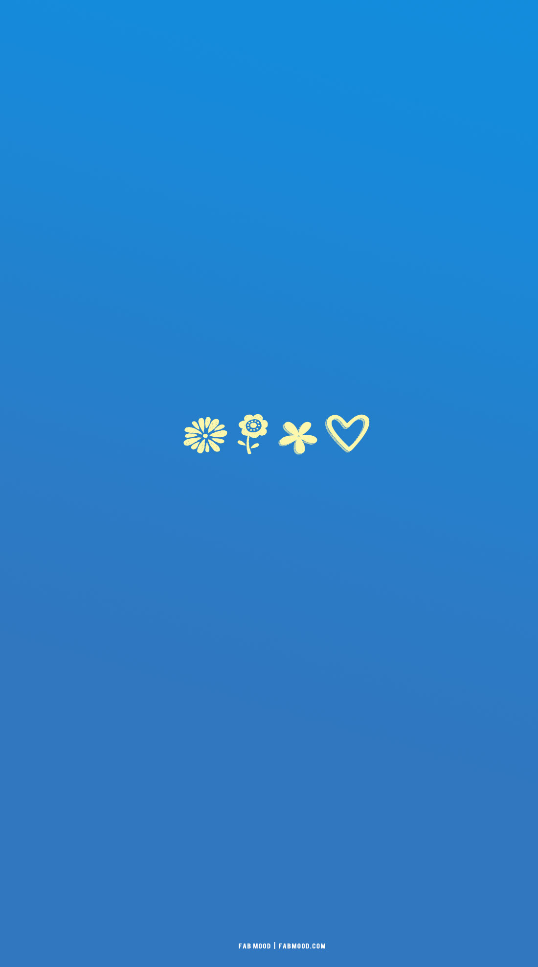 Azure Blue Wallpaper For Phone, Pastel Yellow Flower & Heart