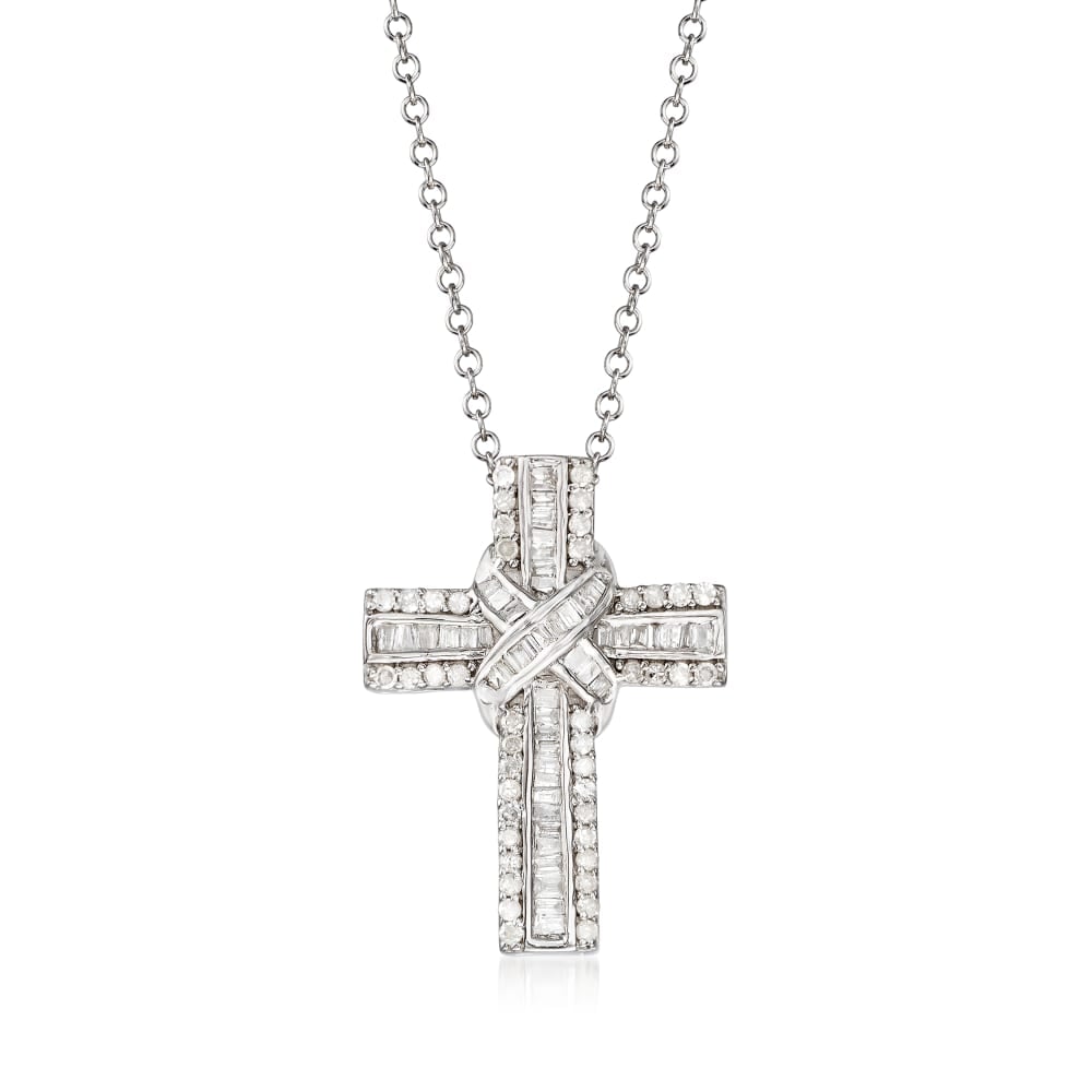 ct. t.w. Diamond Cross Pendant Necklace in Sterling Silver