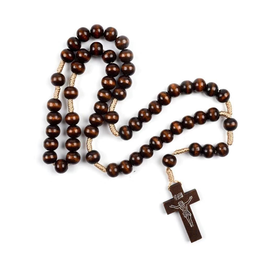 China Catholic Rosary Necklace Wood Beads Handmade Cross Necklace Photo & Picture