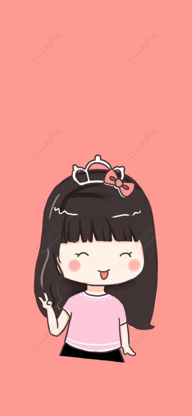 Pink Girl Cartoon Cell Wallpaper Background Image Free Download
