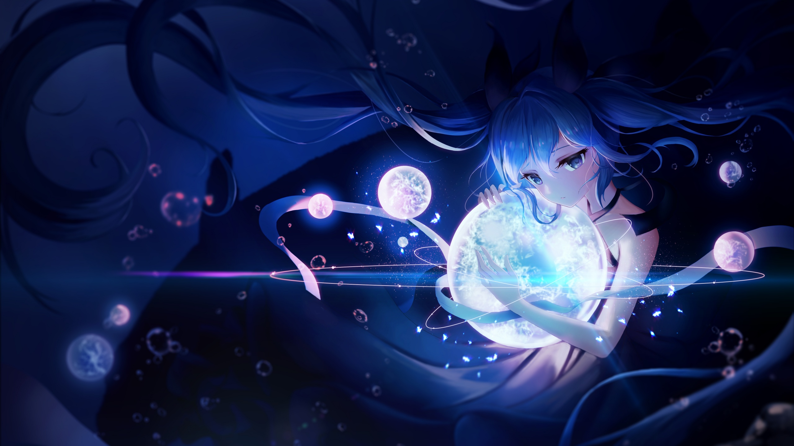Hatsune Miku Wallpaper 4K, Anime girl, Dream, Cosmos, Universe, Magic, 5K, Fantasy