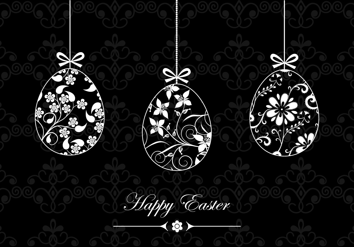 Black and White Happy Easter Vector Wallpaper