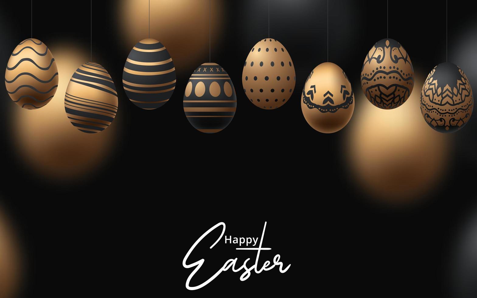 Happy Easter background with realistic gold and black design