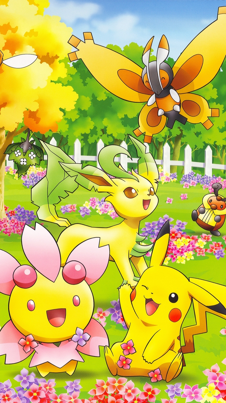 Cute Pokemon on iPhone 7 Wallpaper with Colorful Natures Background Wallpaper. Wallpaper Download. High Resolution Wallpaper