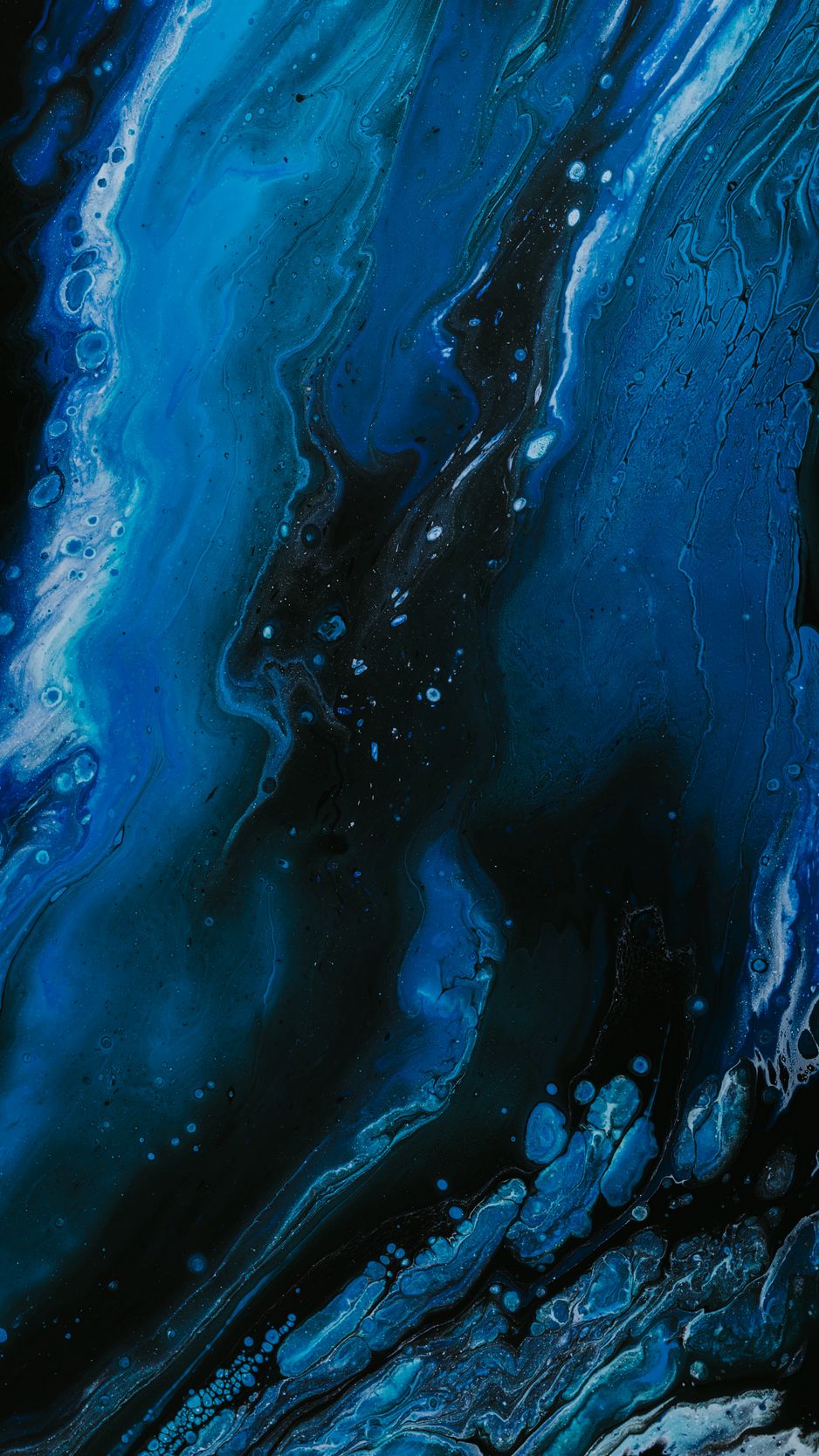 Download Wallpaper 938x1668 Paint, Fluid Art, Stains, Fifth, Blue, Black Iphone 8 7 6s 6 For Parallax HD Background