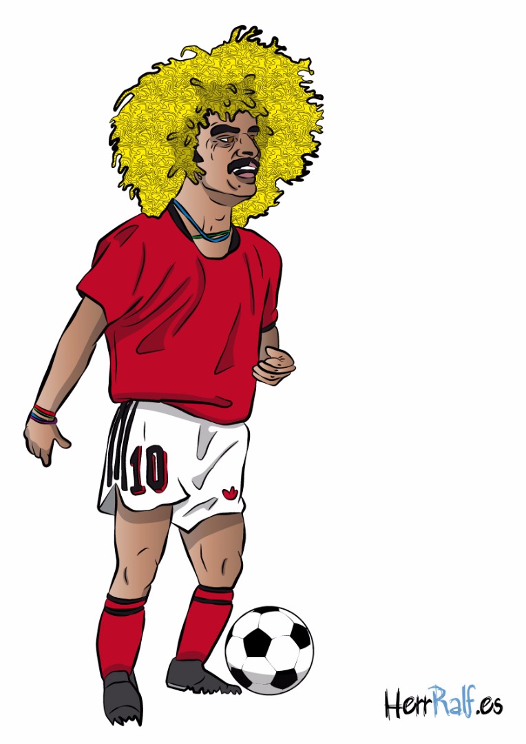 Herr Ralf. Your sports illustrator. Carlos Valderrama. Colombia