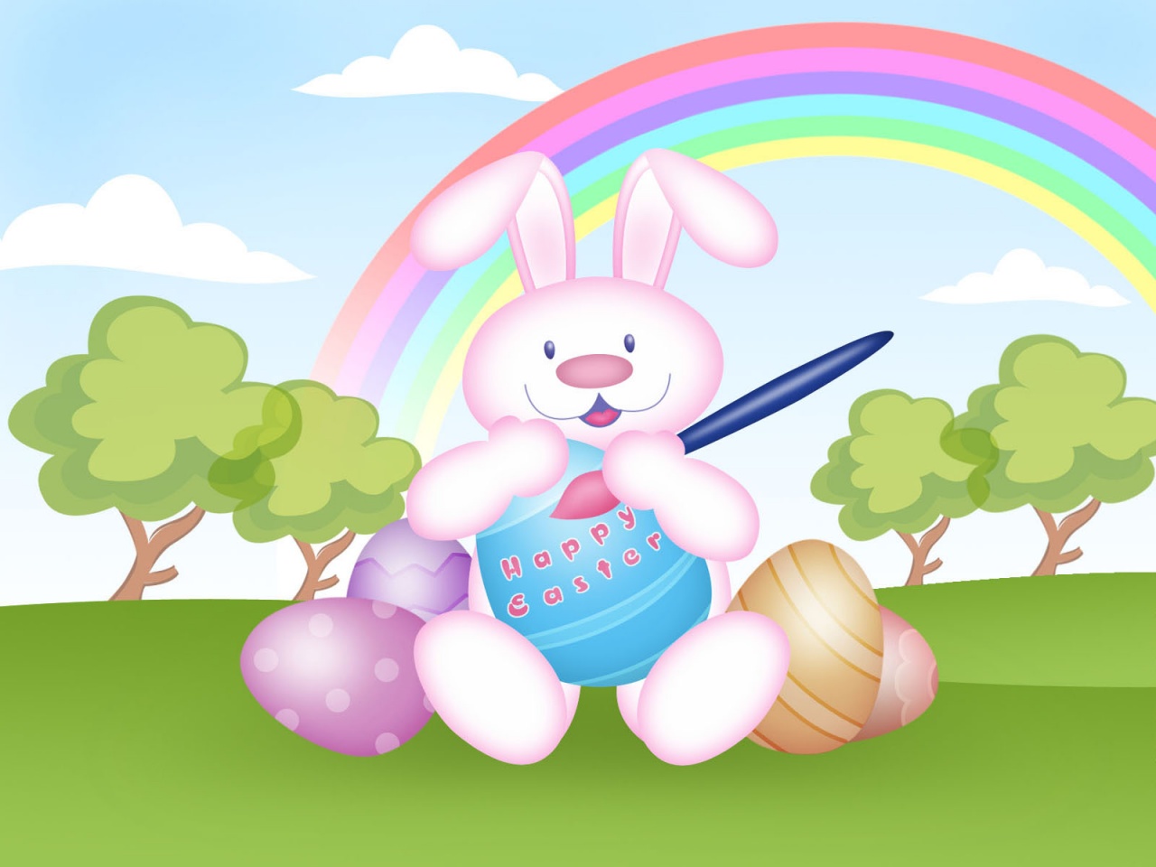 Easter bunny desktop PC and Mac wallpaper