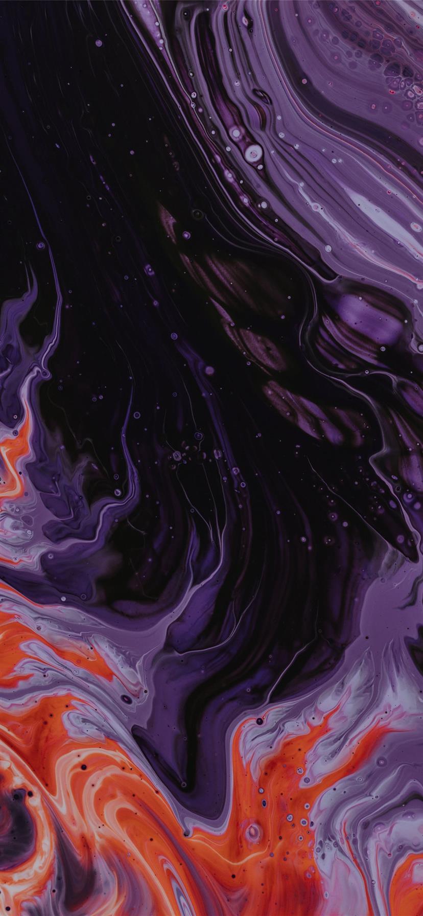 purple black and orange abstract paintin iPhone X Wallpaper Free Download