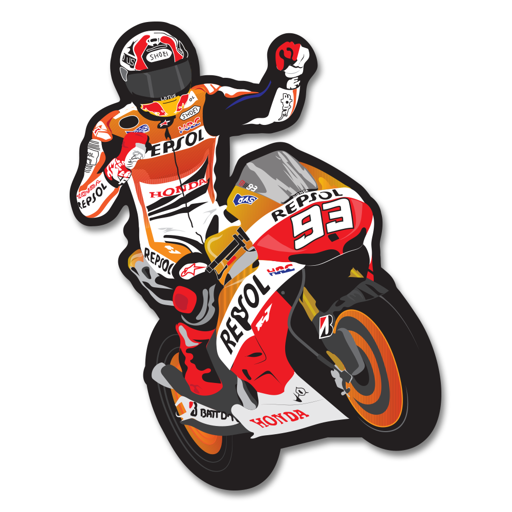 MARC MARQUEZ WINNING. BIKE STICKER. Bike stickers, Bike, Motorcycle stickers