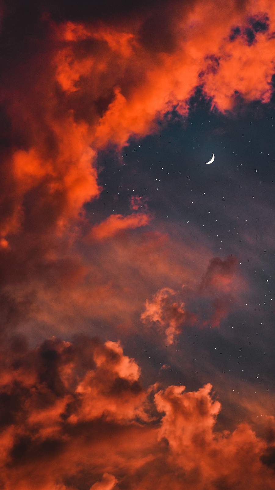 Red Clouds Stars Twilight Moon IPhone Wallpaper Wallpaper, iPhone Wallpaper